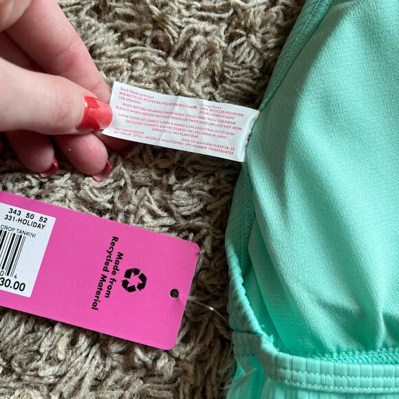 NWT! Juniors' Ninety-Nine° Mint Apron Crop Tankini Swim Top Size X-Large - Picture 4 of 7